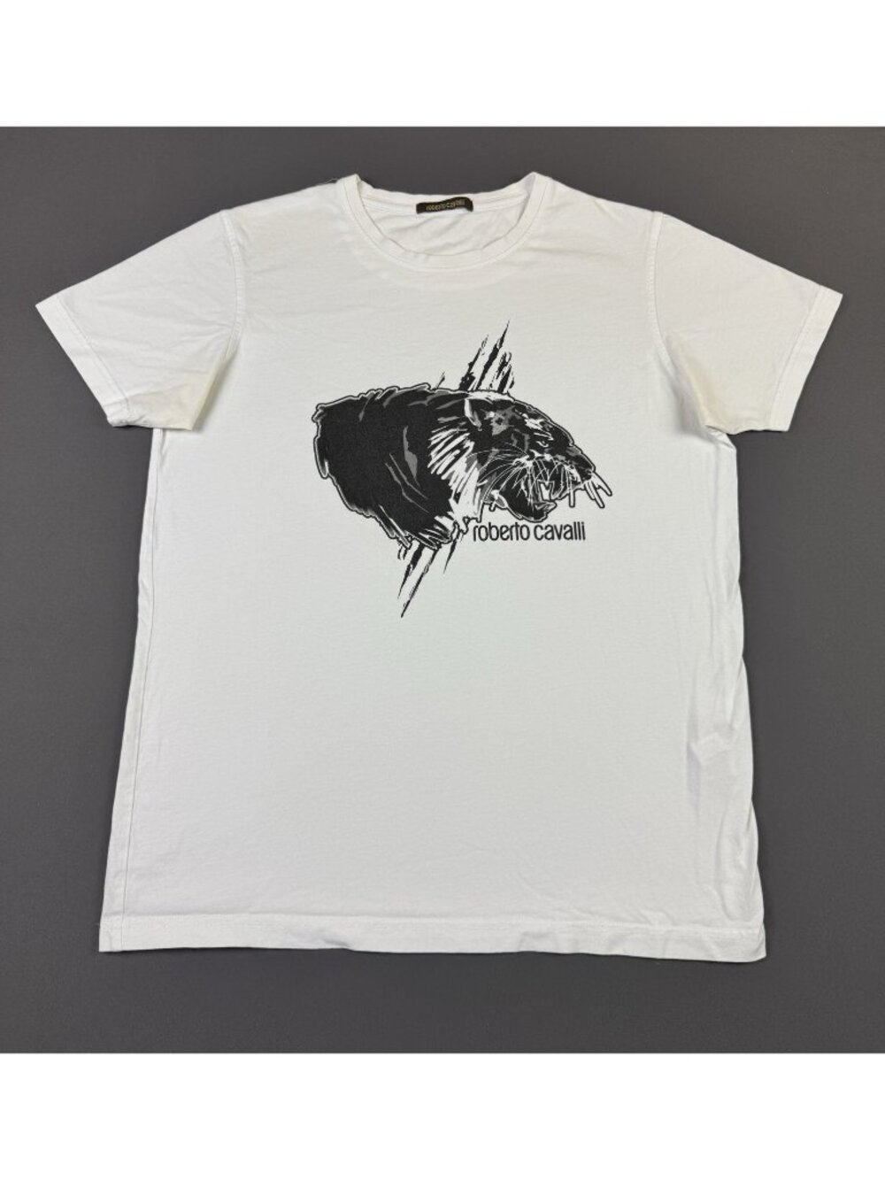 Roberto Cavalli Tiger Art White Shirt Designer Luxury Rare Animal Nature